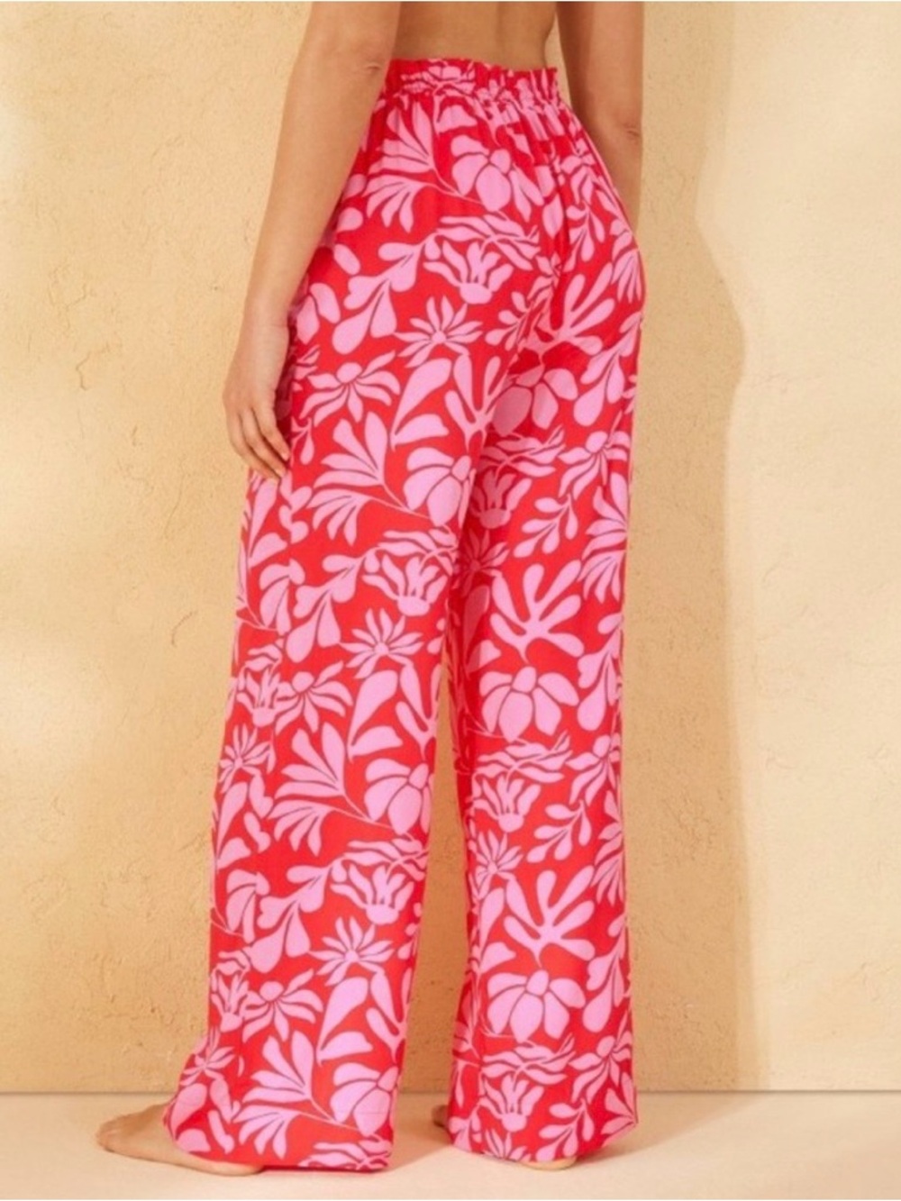 Women's Tropical Print Ruffle Waist Cover
Up Pants Shade & Shore Pink - Picture 2 of 6